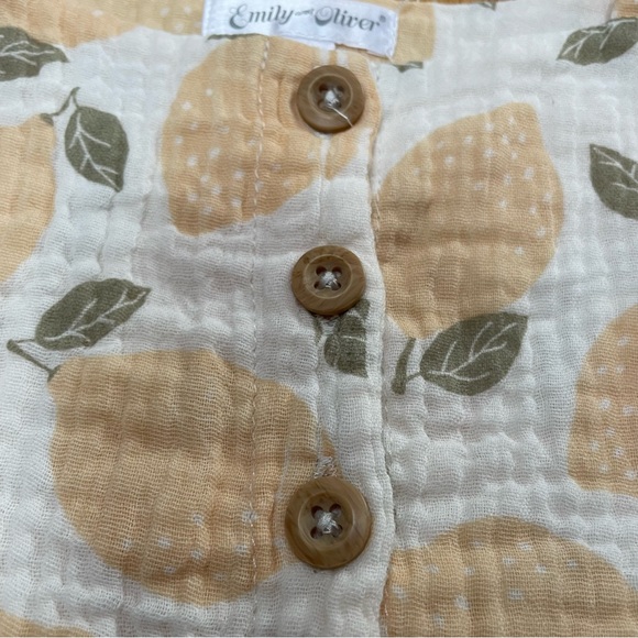 Emily & Oliver boho girl muslin neutral lemon two piece set. Size 6-9 months. - Picture 4 of 8